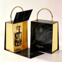 Boîte cadeau de luxe noire pour parfum, boîte cosmétique, emballage personnalisé pour flacon de parfum avec poignée
