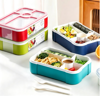 Boîte à lunch à 5 compartiments avec joint d'étanchéité, récipient alimentaire anti-fuite pour les employés de bureau, les voyages, les pique-niques et la préparation quotidienne des repas