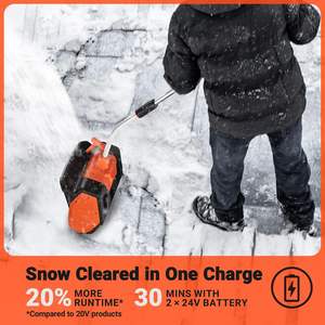 48V Elektrische Draadloze Sneeuwschop En 17-Inch Sneeuwblazer Met Directionele Plaat 2X24V Batterij En Dubbele Snellader Inbegrepen - Product Image 3