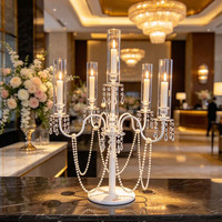 En gros Candelabre en fer à 6 bras avec gouttes de cristal, Centre de table pour mariage, fête prénuptiale et location d'événements