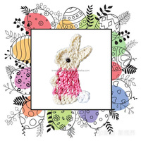 Patch en dentelle bleu lapin fait main pour col de chemise, chapeau, accessoires de carte de vœux, garniture au crochet 100% coton EG22055 5CM