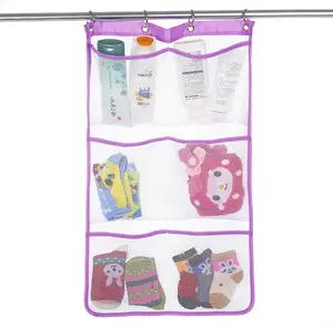 Mesh banyo oyuncağı organizatörü asılı çok kullanımlı Net çanta bebek banyo oyuncak depolama ve banyo veya duş rafı-Set