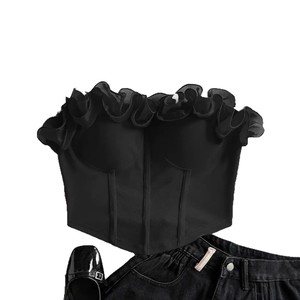Top de tubo elegante sin tirantes con flor tridimensional, estilo camisola, para uso interior/exterior, ajustado y sensual. - Product Image 3