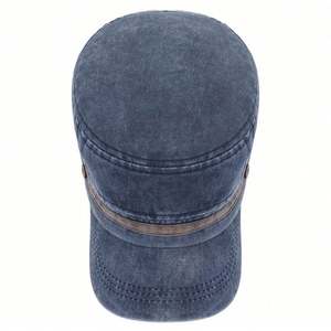 2025 New Arrival Faded Cotton <b>Flat</b> Top Camp <b>Cap</b> Breathable Outdoor Sun Hat Two Tone Sports <b>Cap</b> for <b>Men</b> - Product Image 5