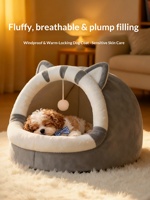 Nouveau lit pour chat d'hiver quatre saisons Jiji, design portable et doux, amovible et lavable, maison de lapin rose semi-fermée