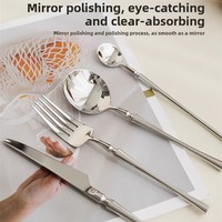 Ensemble de couverts en acier inoxydable 304 polonais miroir ensemble de couverts lourds et robustes lave-vaisselle cuisine fourchettes couteau cuillères ensemble