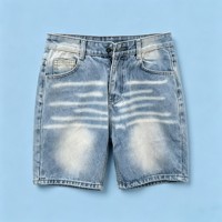 Shorts en jean noir délavé pour homme XQK001 à 6,35 $, shorts en jean coupe droite imprimés graphiques style streetwear pour homme, vente en gros personnalisée