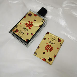Durable Aluminum <strong>Label</strong> for Perfume Bottles <strong>Gold</strong> Metal Finish and Embossed Logo with Strong Vinyl Adhesive - Product Image 3