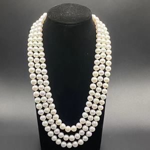 סיטונאי 6a כיתה 7-8 מ "מ עגולה שרשרת פנינים טבעית לבנה מים מתוקים מתורבתות פנינים באיכות גבוהה - Product Image 1