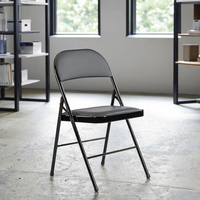 Chaise pliante en métal et cuir noir, design ergonomique, style moderne, rembourrée, pour événements extérieurs, bureau, formation, mariage