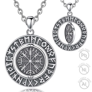 ENS ewelry 925 Sterling ililver intinstage ORSE iking ompass une otatable endant enant ecklace for an - Product Image 1