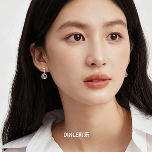 Boucles d'oreilles DINLE en argent sterling S925, forme de boule de cristal, pour un usage quotidien - Product Image 2