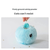 Jouet interactif pour chat en peluche, balle couineuse avec sons d'animaux, LED lumineuse, à gravité, durable, rechargeable avec herbe à chat, pour intérieur/extérieur