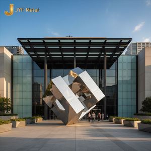 Escultura de Acero Inoxidable de Gran Tamaño, Diseño Art Deco, Resistente al Agua, para Jardín, Arte Abstracto, Montaje en Suelo - Product Image 6