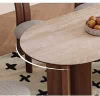 Table à manger italienne moderne en plaque de roche Table à manger ovale en bois massif famille française rétro petite table d'appartement