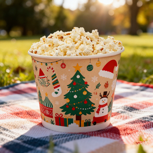 Cubo de papel para palomitas de maíz, desechable, compostable, duradero, con logo personalizado a precio de fábrica, para cine. - Product Image 3