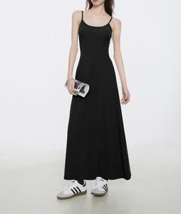 Vestido de verano negro que combina con todo para mujer, Sexy, ajustado, informal, largo, Maxi, natural, para la vida diaria, ropa interior, mezcla de tela, patrón sólido - Product Image 1