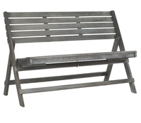 Banc de jardin pliable en bois, style antique, banc à lattes pour patio extérieur et lieux publics