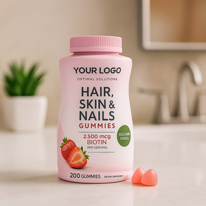 Advanced <strong>Hair</strong> <strong>Skin</strong> and <strong>Nails</strong> Gummies 200 Gummies <strong>Vegetarian</strong> Formula with Biotin for Daily Care - Product Image 1