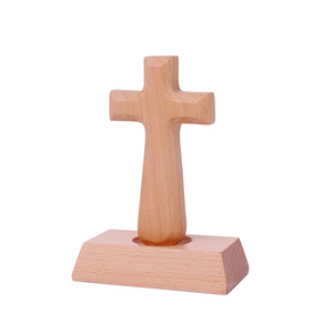 Croix <span class=keywords><strong>en</strong></span> <span class=keywords><strong>bois</strong></span> de style europé<span class=keywords><strong>en</strong></span>, articles religieux, ornement de croix simple, décoration de salon, support de présentation artisanal pour la maison - Product Image 2
