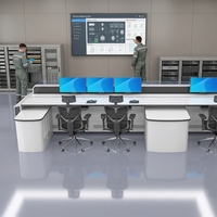 Bureaux de console ergonomiques et durables en acier de style industriel moderne pour salles de contrôle informatique de bâtiments de bureaux