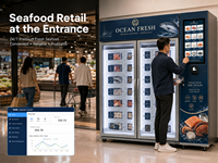 Distributeur automatique de produits de la mer surgelés avec système intelligent et gestion cloud via SDK pour la vente en ligne 24h/24 et 7j/7