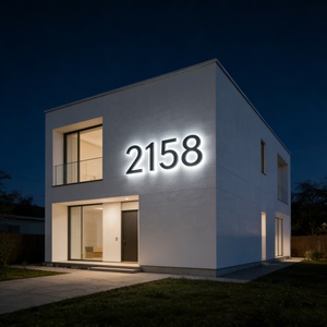 Numeri Civici LED Retroilluminati 12V <span class=keywords><strong>con</strong></span> Design Gratuito, Insegna Moderna 5V per <span class=keywords><strong>Indirizzo</strong></span>, Targhe per Porta d'Ingresso per Decorazione Casa - Product Image 3