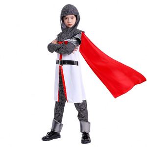 Kid Knight Cloak Boy Crusader Robe Medieval Knight Templar Costume Cosplay Renaissance Knight Outfit - Product Image 4
