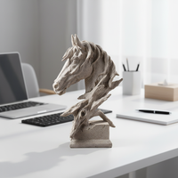 Grande sculpture d'animal en résine peinte à la main, statue de tête de cheval, buste de cheval abstrait moderne, figurine décorative pour la maison, le bureau ou le jardin