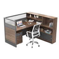 Poste de travail de bureau simple et moderne en forme de barre, avec cloisons, bureau modulable, armoire haute, postes individuels pour le personnel/les équipes financières - panneau