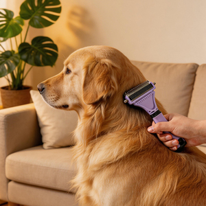CUSTOM <b>Pet</b> Grooming <b>Brush</b> Deshedding Dematting Undercoat Stainless Steel Plastic Safe for Dogs Cats Small Animal - Product Image 6