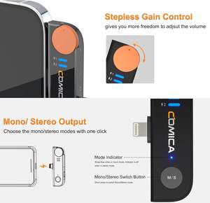 Microphone cravate sans fil <span class=keywords><strong>Comica</strong></span> Vimo S MI pour <span class=keywords><strong>iPhone</strong></span>, certifié MFI, réduction du bruit, batterie 15 heures, transmission 656' - Product Image 5