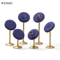 WEIMEI prix de gros bleu anneau rack Beige bijoux présentoir rond daim anneau métal support de support bijoux accessoires