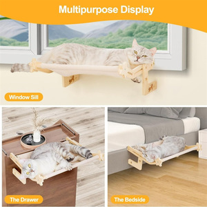 Hamaca para Gatos de Madera, Color Natural, Rectangular, Resistente, para Ventana o Balcón, Cama para Gatos, Regalo para Mascotas - Product Image 4