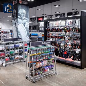 Modular bán lẻ <span class=keywords><strong>Rack</strong></span> hiển thị thể thao thiết bị may mặc lịch thi đấu găng tay đứng di chuyển kim loại Gondola quần áo treo kệ đơn vị - Product Image 4