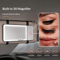 Miroir de retouche LED pour voiture avec pare-soleil, grossissement 3X, lumière tricolore, rechargeable et commande tactile