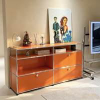 Buffet de rangement rétro en métal, personnalisable, verrouillable, avec porte, pour hôtel, en verre trempé, MOQ gratuit