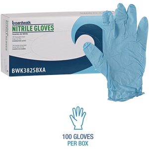 Gants d'examen en nitrile bleus Boardwalk, sans poudre, épaisseur 5 mil, longueur 9,5 po, 100/boîte, gants de sécurité jetables - Product Image 4