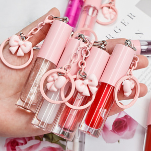 Tubos de brillo de labios rosa personalizables Máscaras de labios y aceite para botellas de esencia con anillos Colgante de embalaje cosmético de plástico - Product Image 1