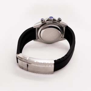 Trend Design Quartz <b>Watch</b> Round Case Waterproof Vk63 Movement <b>Rubber</b> Bracelet Clasp Black Wristwatch - Product Image 4