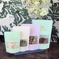 Pochette debout en plastique PE refermable avec fermeture éclair pour emballage de biscuits aux fruits secs Doypack étanche à l'humidité avec fenêtre