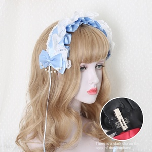 DREAM FASHION <span class=keywords><strong>Lo</strong></span> Niang - Diadema de Satén con Lazo de Encaje Blanco, Estilo Lolita, para Mujer, Accesorios para el Cabello, para Fiestas - Product Image 3