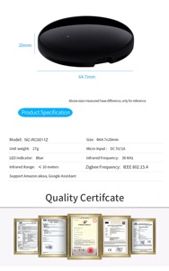 Phổ hồng ngoạ<span class=keywords><strong>i</strong></span> tuya ZigBee đ<span class=keywords><strong>i</strong></span>ều khiển từ xa cho nhà thông minh <span class=keywords><strong>TV</strong></span> DVD âm thanh AC Alexa google-chuyển đổ<span class=keywords><strong>i</strong></span> từ xa cho các thiết bị nhà thông minh - Product Image 2