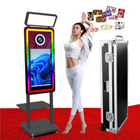 Nouvelle cabine photo numérique avec imprimante intégrée, écran tactile 21,5 pouces, miroir magique pour selfies, machine photobooth pour fêtes à thème ballons