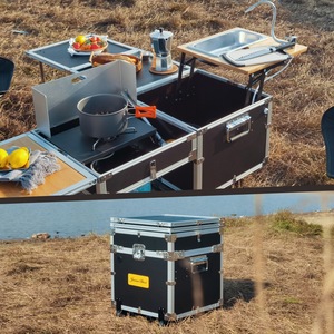 Aluminum Outdoor Mobile <strong>Kitchen</strong> Full-Function Portable Small <strong>Kitchen</strong> Box <strong>Camping</strong> Picnic Stove Folding <strong>Table</strong> Car-Mounted - Product Image 3