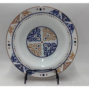 Piatto da Cena in Ceramica Vintage con Motivi Floreali, Stampa Classica Smaltata Colorata per Spaghetti, Insalata e Dessert - Product Image 1