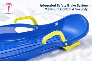 Luge pour enfants et adultes avec frein et direction, dossier haut, toboggan long, 1-2 personnes, 120 kg, robuste, en HDPE, jouet d'hiver pour l'extérieur - Product Image 2