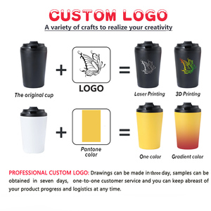 <span class=keywords><strong>Thermos</strong></span> 12oz en acier inoxydable, tasse à café isotherme sous vide, portable pour le bureau, la maison et la voiture, tasse cadeau avec couvercle - Product Image 3