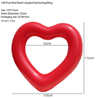 Bouée de natation gonflable en forme de cœur de 120 cm, flotteur de piscine en PVC pailleté, bouée romantique pour adultes pour l'été, la plage et les fêtes
