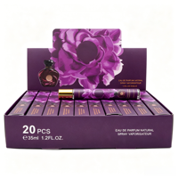 Parfum pour femme de luxe en format voyage 35 ml, style rose, 20 pièces par boîte, parfum en spray longue durée, utilisation quotidienne